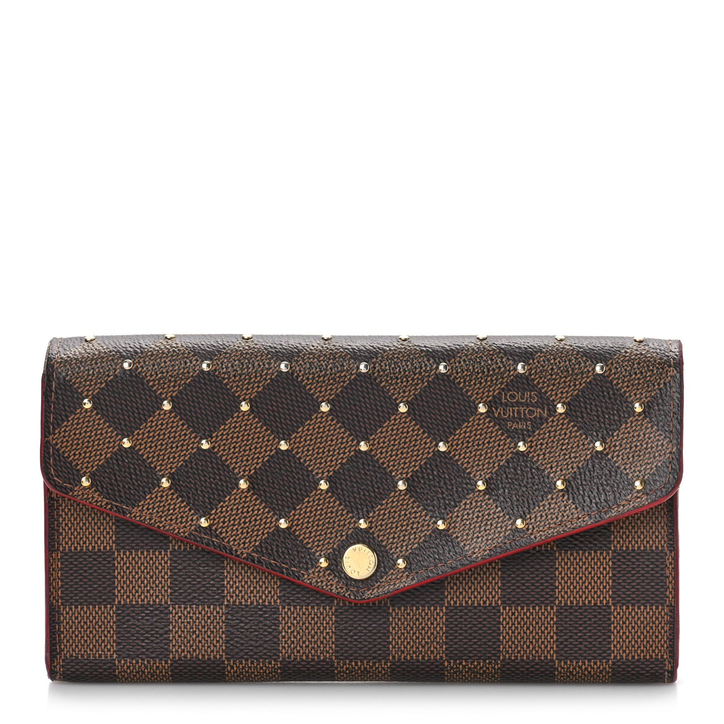 Damier Ebene Studded Sarah Wallet NM Cherry