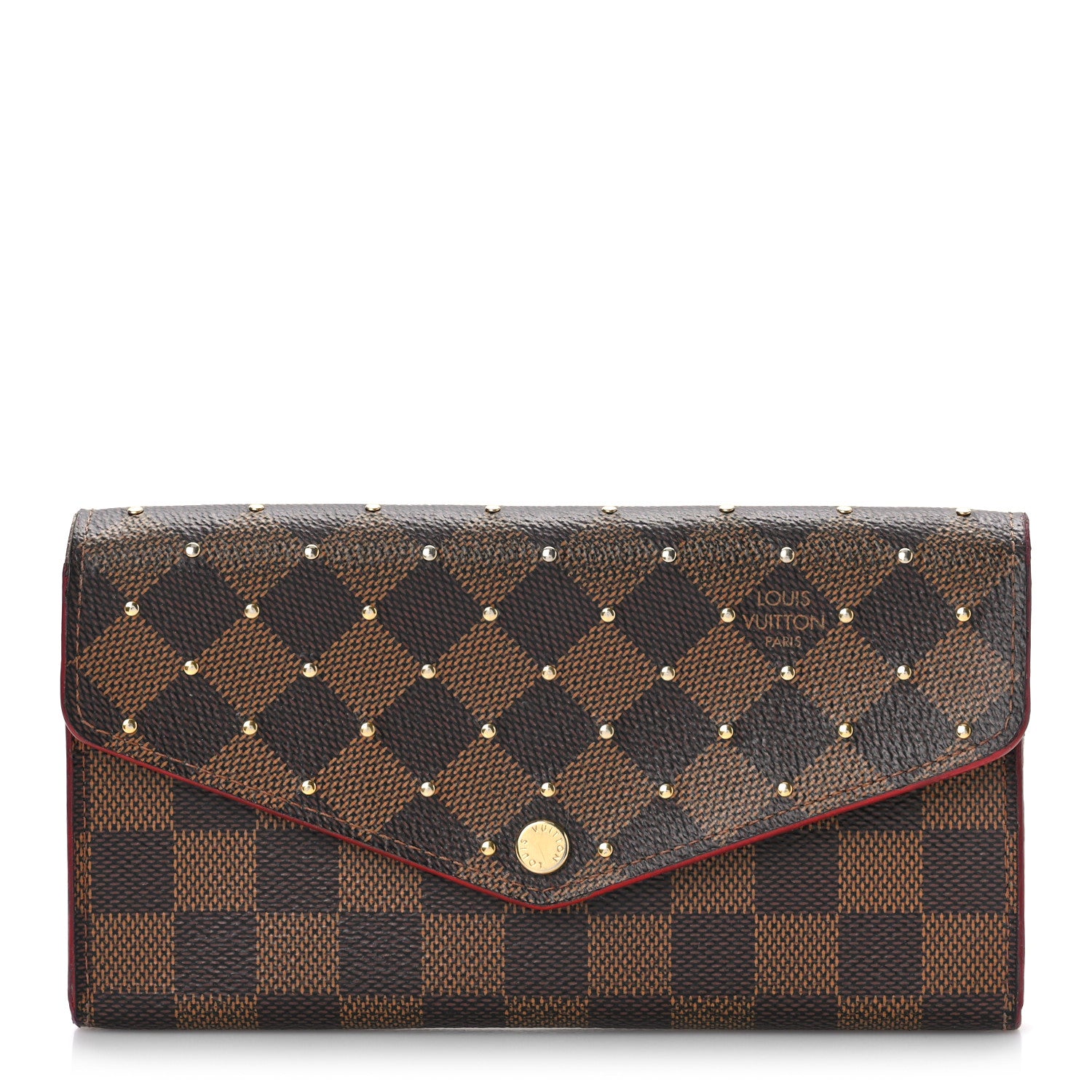 Louis Vuitton Damier Ebene Studded Sarah Wallet NM Cherry 1 of 8
