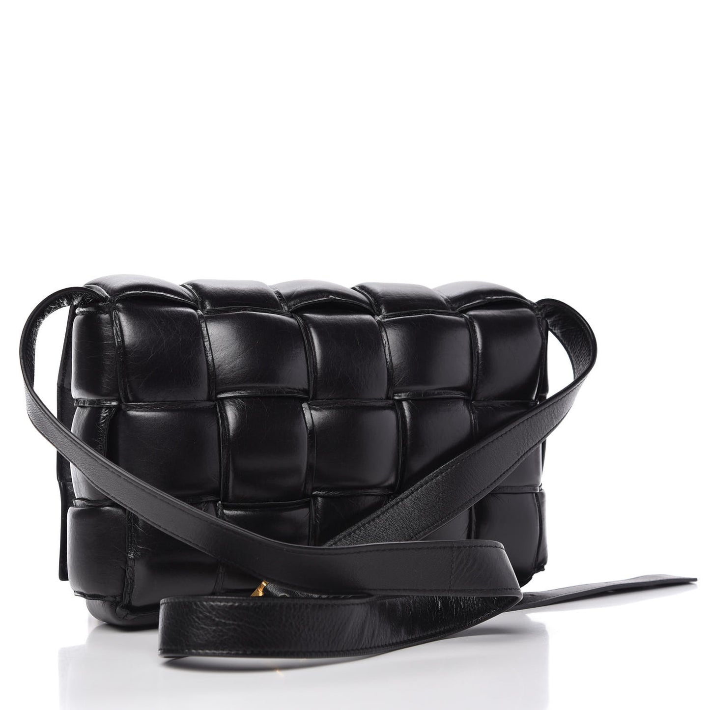 Nappa Maxi Intreccio Padded Cassette Crossbody Bag Black