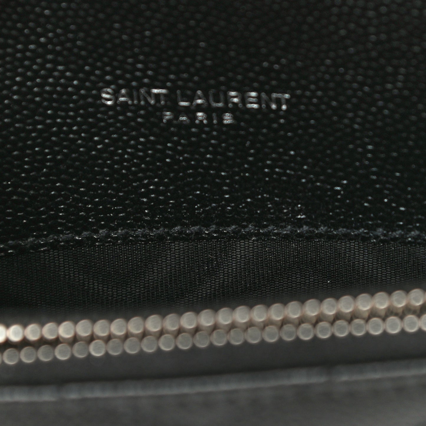 Grain De Poudre Matelasse Chevron Monogram Envelope Chain Wallet Black