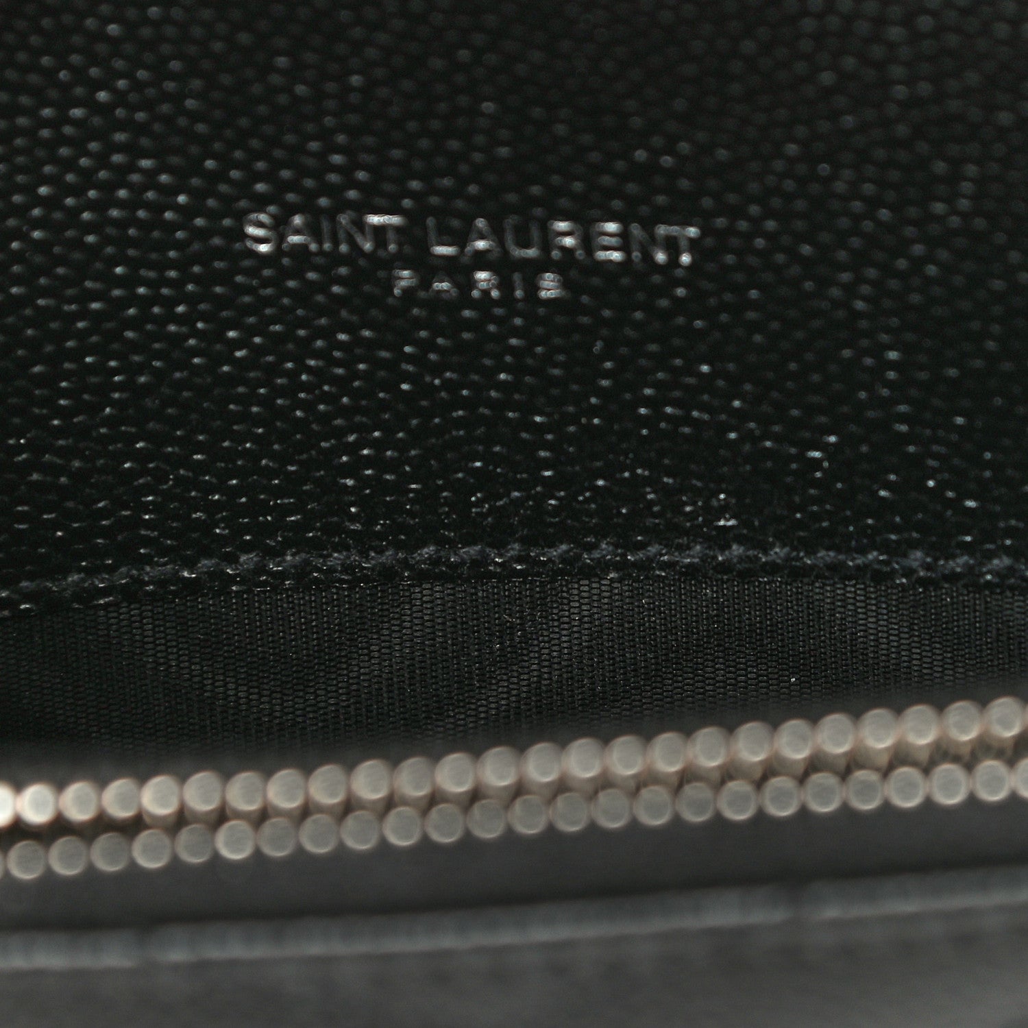 Saint Laurent Grain De Poudre Matelasse Chevron Monogram Envelope Chain Wallet Black 7 of 11