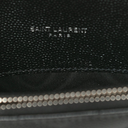 Saint Laurent Grain De Poudre Matelasse Chevron Monogram Envelope Chain Wallet Black 7 of 11