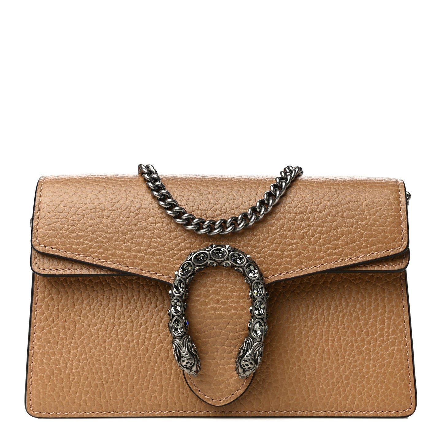 Dollar Calfskin Crystal Super Mini Dionysus Shoulder Bag Natural Tan Black Diamond