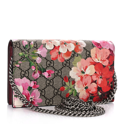 Gucci GG Supreme Monogram Blooms Chain Wallet Beige Multicolor Dry Rose 4 of 10