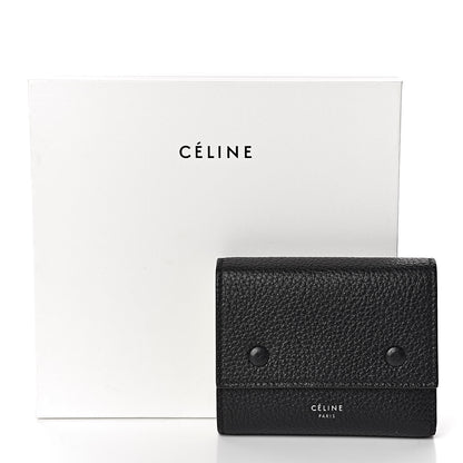 Celine Drummed Calfskin Small Multifunction Folded Wallet Black 7 of 7