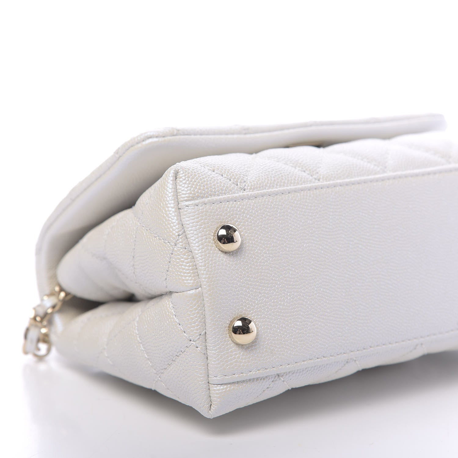 Chanel Iridescent Caviar Quilted Extra Mini Coco Handle Flap White 8 of 10