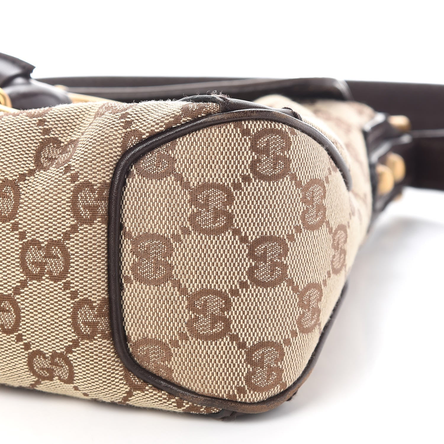 Gucci Monogram Horsebit Chain Studded Flap Brown 9 of 11