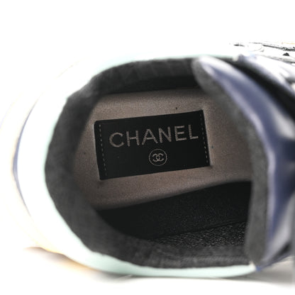 Chanel Calfskin Patent CC Sneakers 38 White Blue Yellow 8 of 9