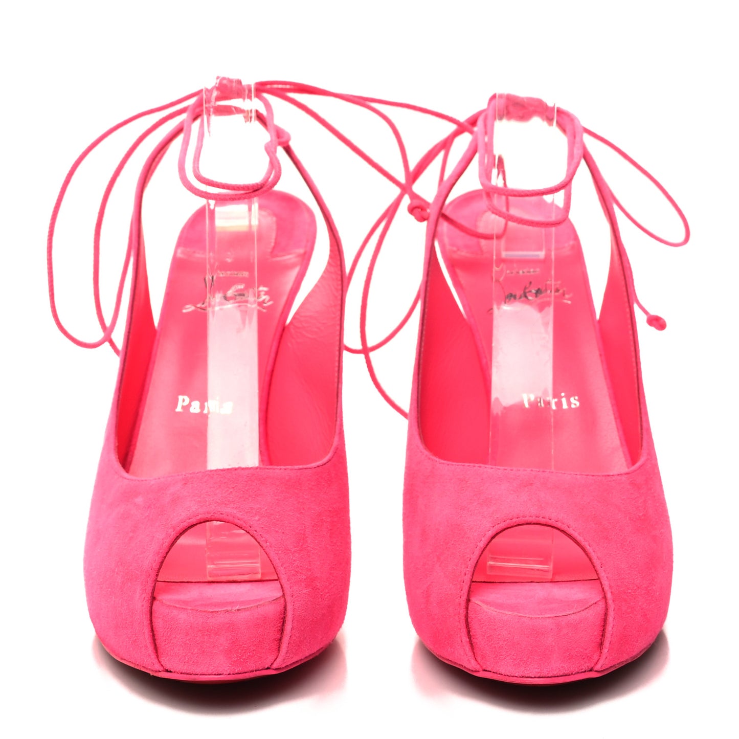 Veau Velours Lace Up NVP 120 Peep Toe Pumps 39 Poupidou