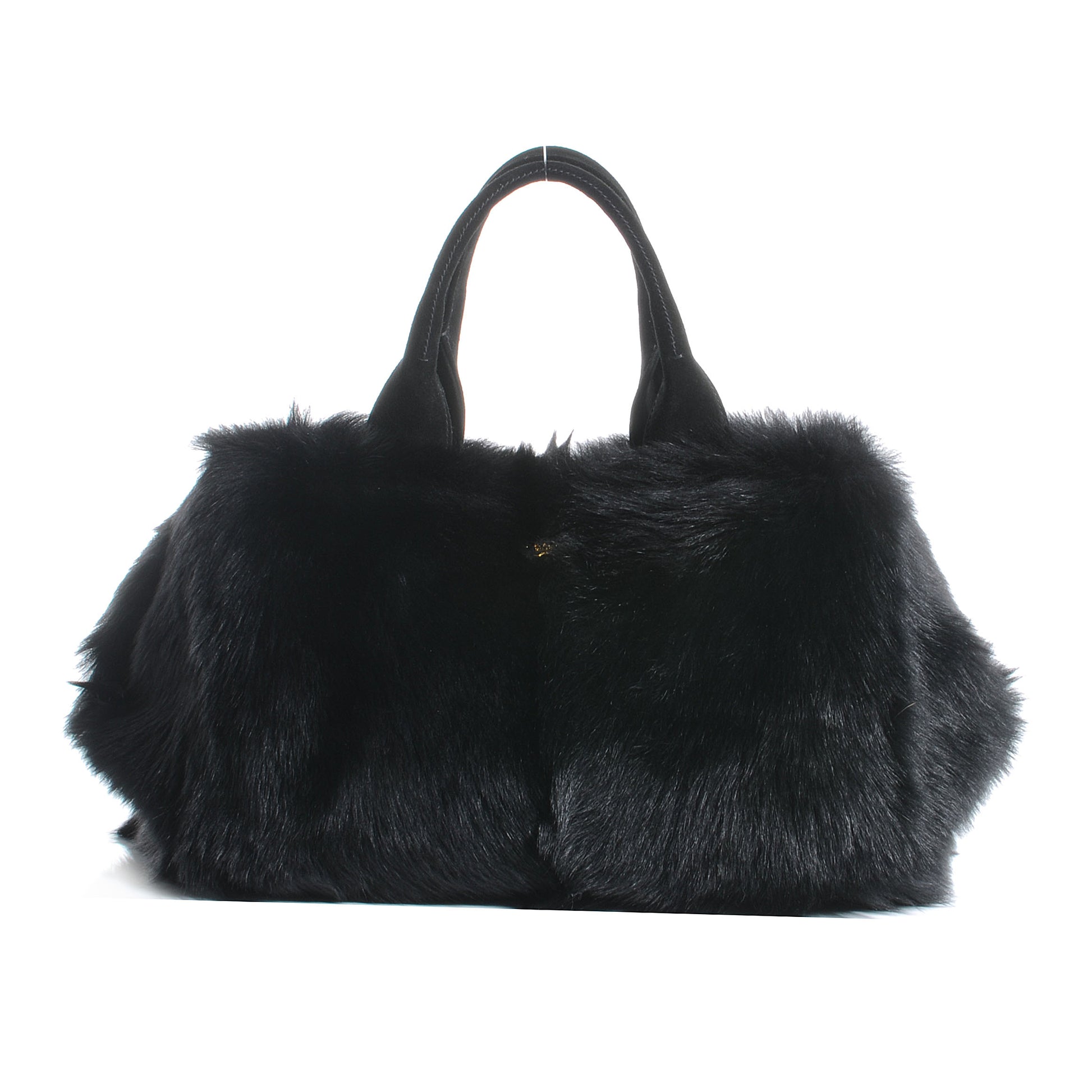 Prada Eco Lapin Faux Fur Handbag Black 1 of 9