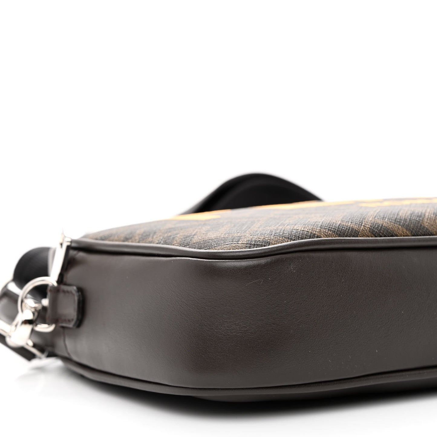 Shiny Glazed Fabric Vitello Cover FF 1974 Logo Medium Camera Case Tobacco Moro Giallo Ebano