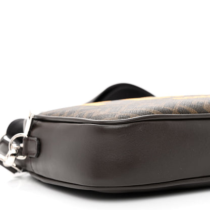 Fendi Shiny Glazed Fabric Vitello Cover FF 1974 Logo Medium Camera Case Tobacco Moro Giallo Ebano 9 of 11