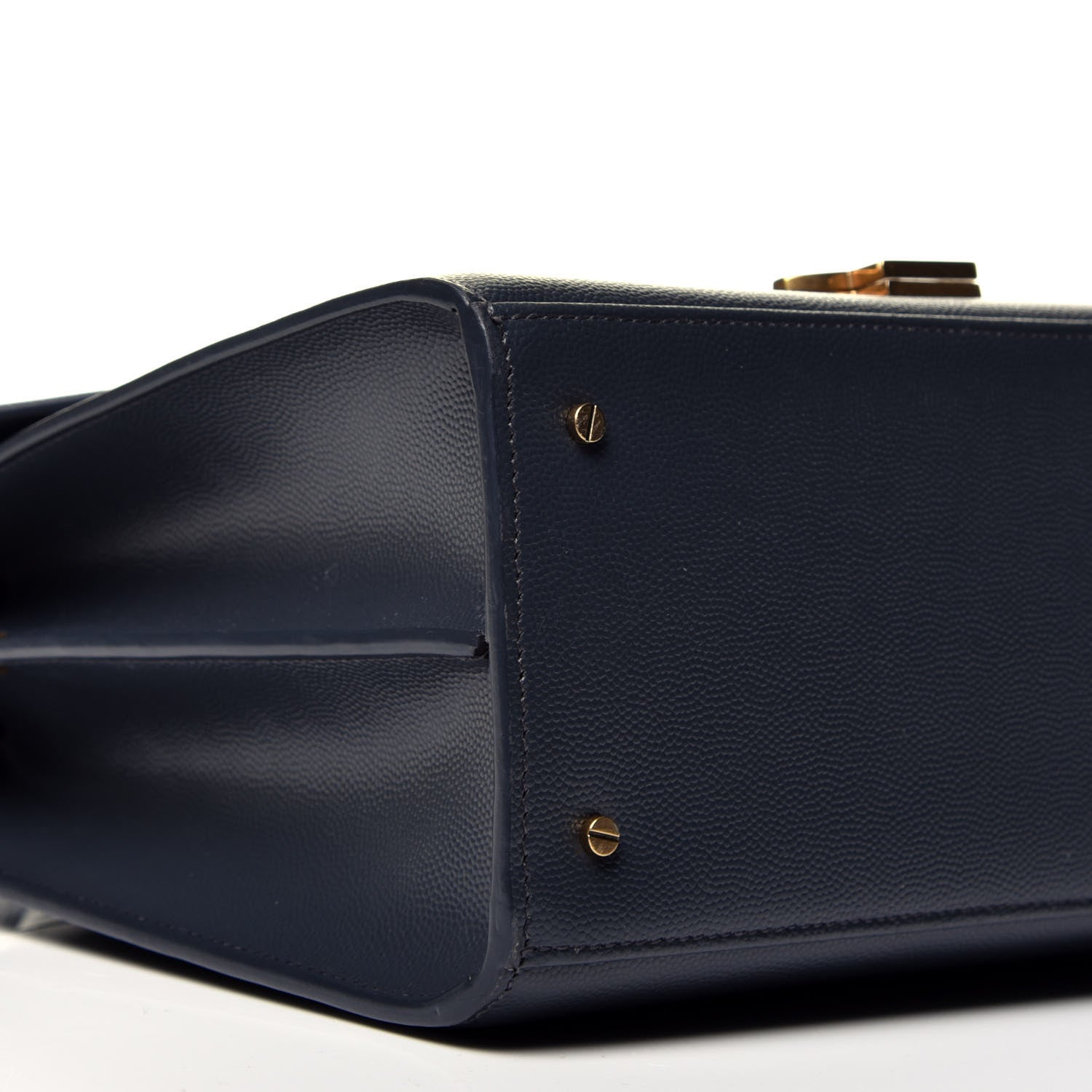 Saint Laurent Grain de Poudre Medium Classic Monogram Cassandra Top Handle Deep Marine 9 of 10