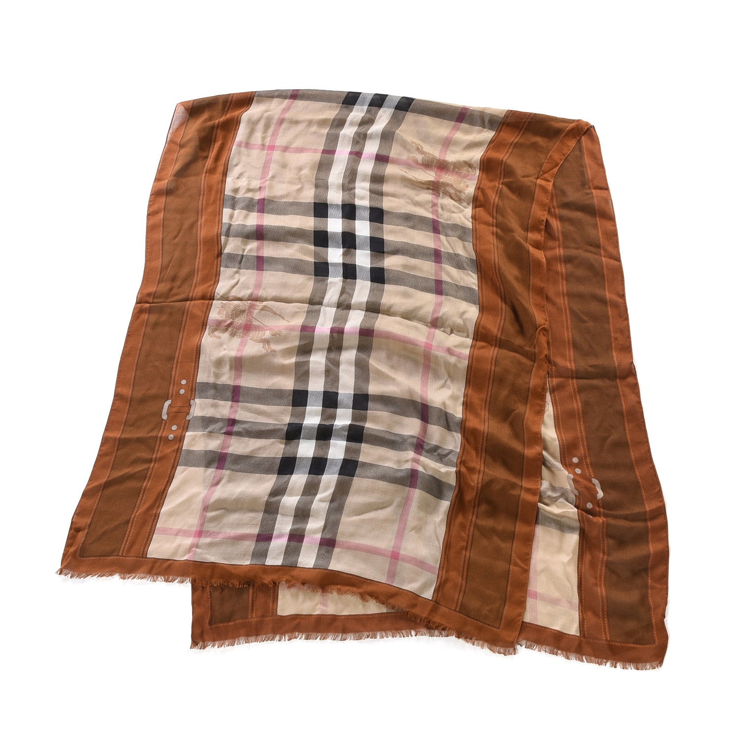 Modal Silk Cashmere Haymarket Check Scarf Bronze