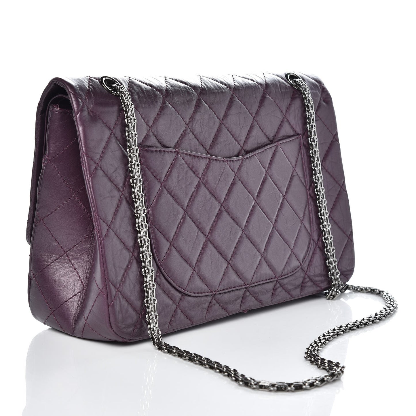 Metallic Calfskin Quilted 2.55 Reissue 227 Flap Plum