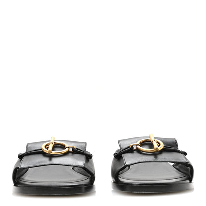 Hermes Calfskin Womens Isle Sandals 39 Black 3 of 9