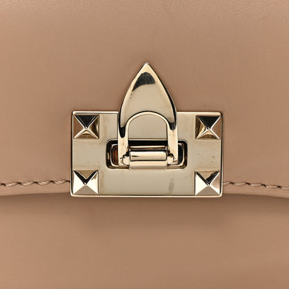 Valentino Garavani Vitello Rockstud Flip Lock Shoulder Flap Bag Beige 7 of 9
