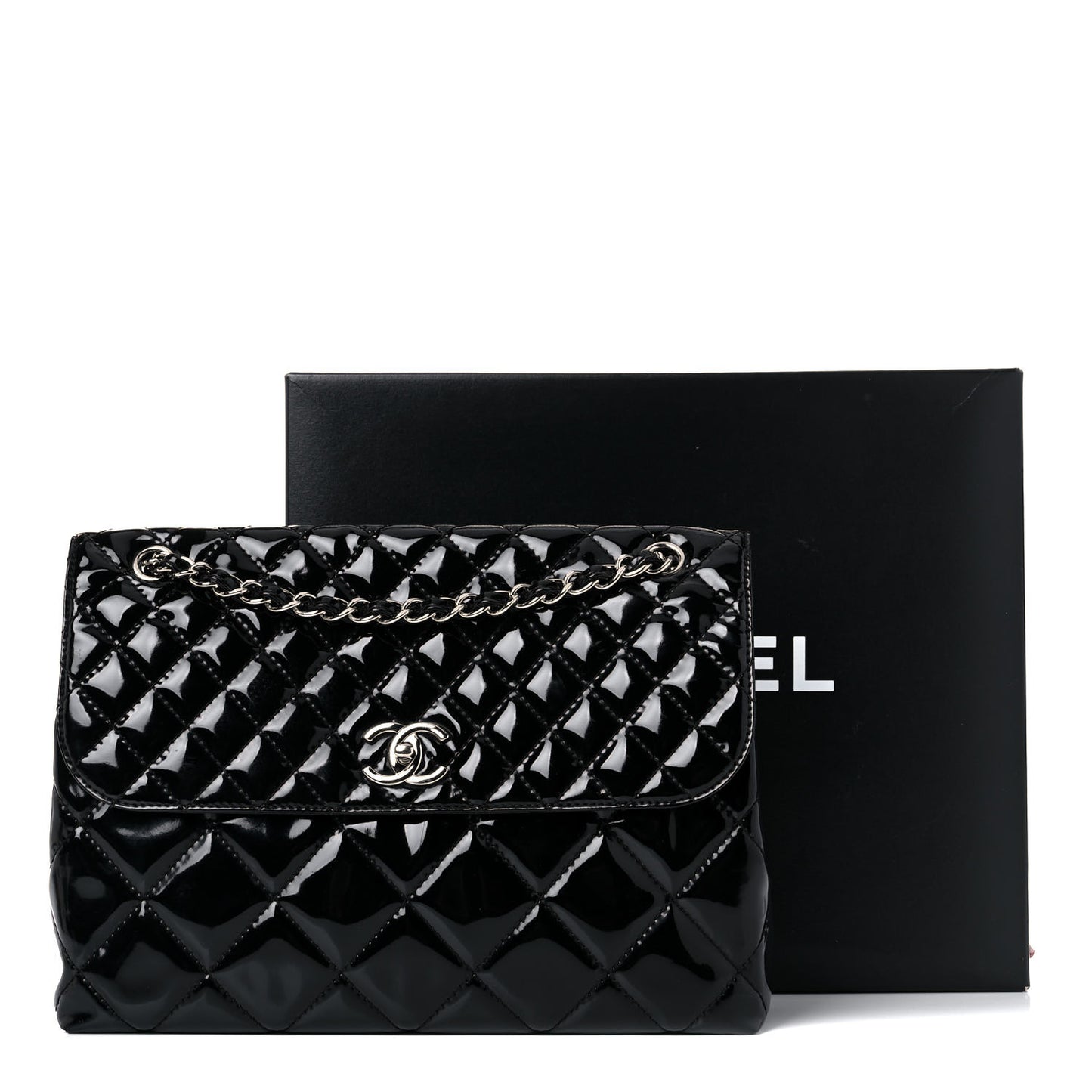 Vinyl Quilted In the Business Flap Bag Black