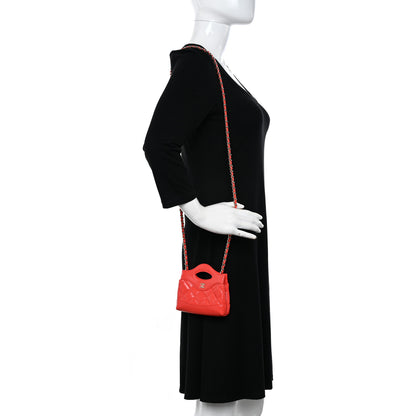 Chanel Shiny Lambskin Quilted Micro 31 Clutch With Chain Red 2 of 10