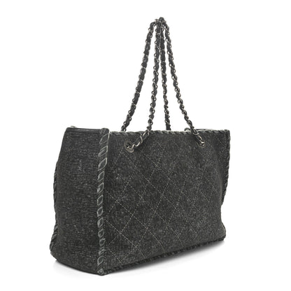 Chanel Wool Felt Quilted Large Shopping Tote Grey 3 of 10