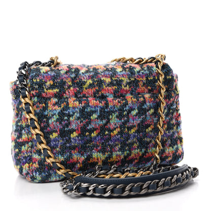 Chanel Tweed Quilted Medium Chanel 19 Flap Dark Multicolor 3 of 11