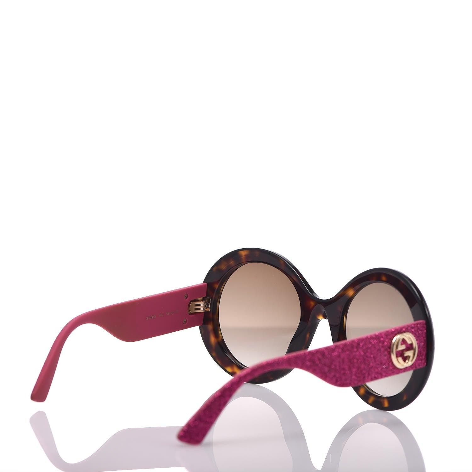 Gucci Acetate Round GG0101S Glitter Sunglasses Havana Pink 4 of 7
