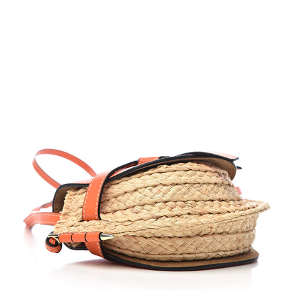 Loewe Calfskin Raffia Mini Gate Crossbody Bag Light Natural Orange 4 of 9