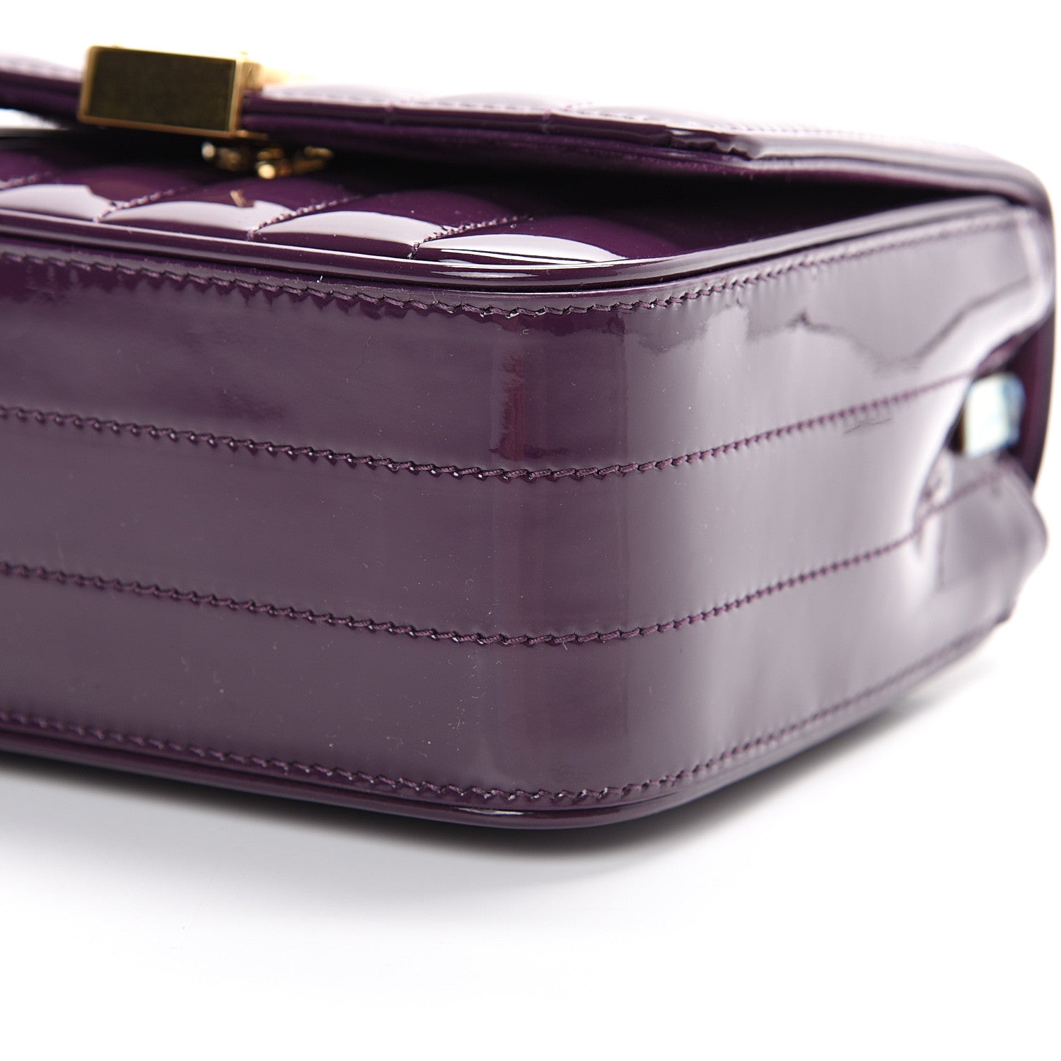 Saint Laurent Patent Matelasse Monogram Small Vicky Chain Bag Prunia 10 of 10