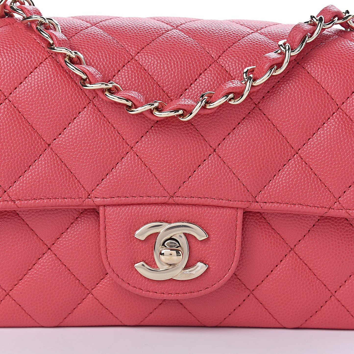 Caviar Quilted Mini Rectangular Flap Dark Pink
