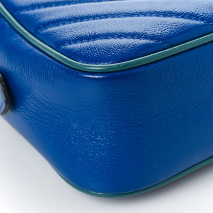 Gucci Azalea Calfskin Enamel Matelasse Diagonal Small Torchon GG Marmont Chain Shoulder Bag Imperial Blue Pavone 8 of 10