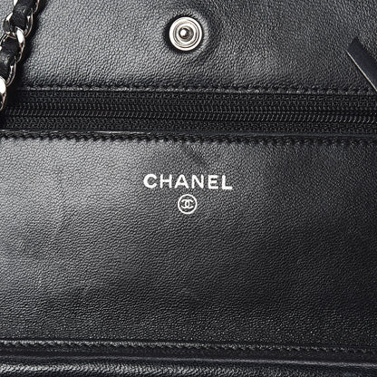 Chanel Lambskin Quilted Wallet On Chain WOC Black 6 of 11
