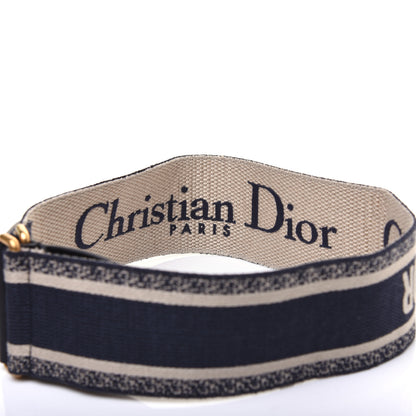 Christian Dior Canvas Embroidered Shoulder Strap Blue 6 of 11