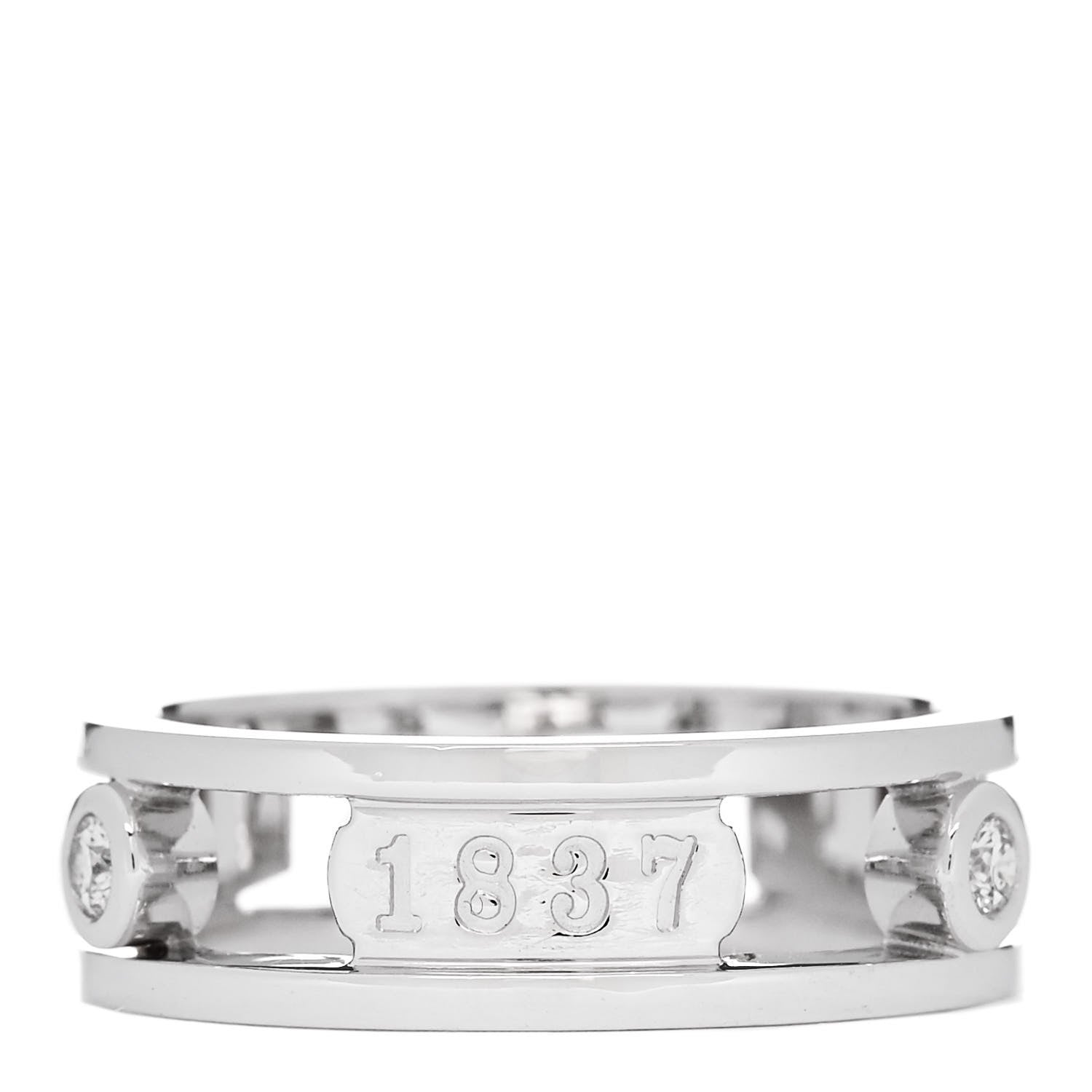 Tiffany 18K White Gold Diamond 1837 Ring 57 8 3 of 5
