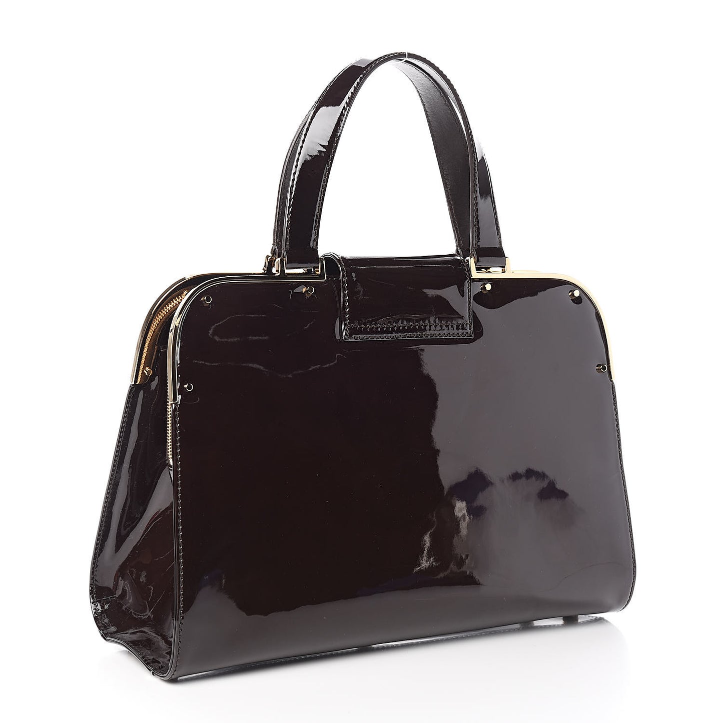 Patent Calfskin Large Uptown Dark Brown