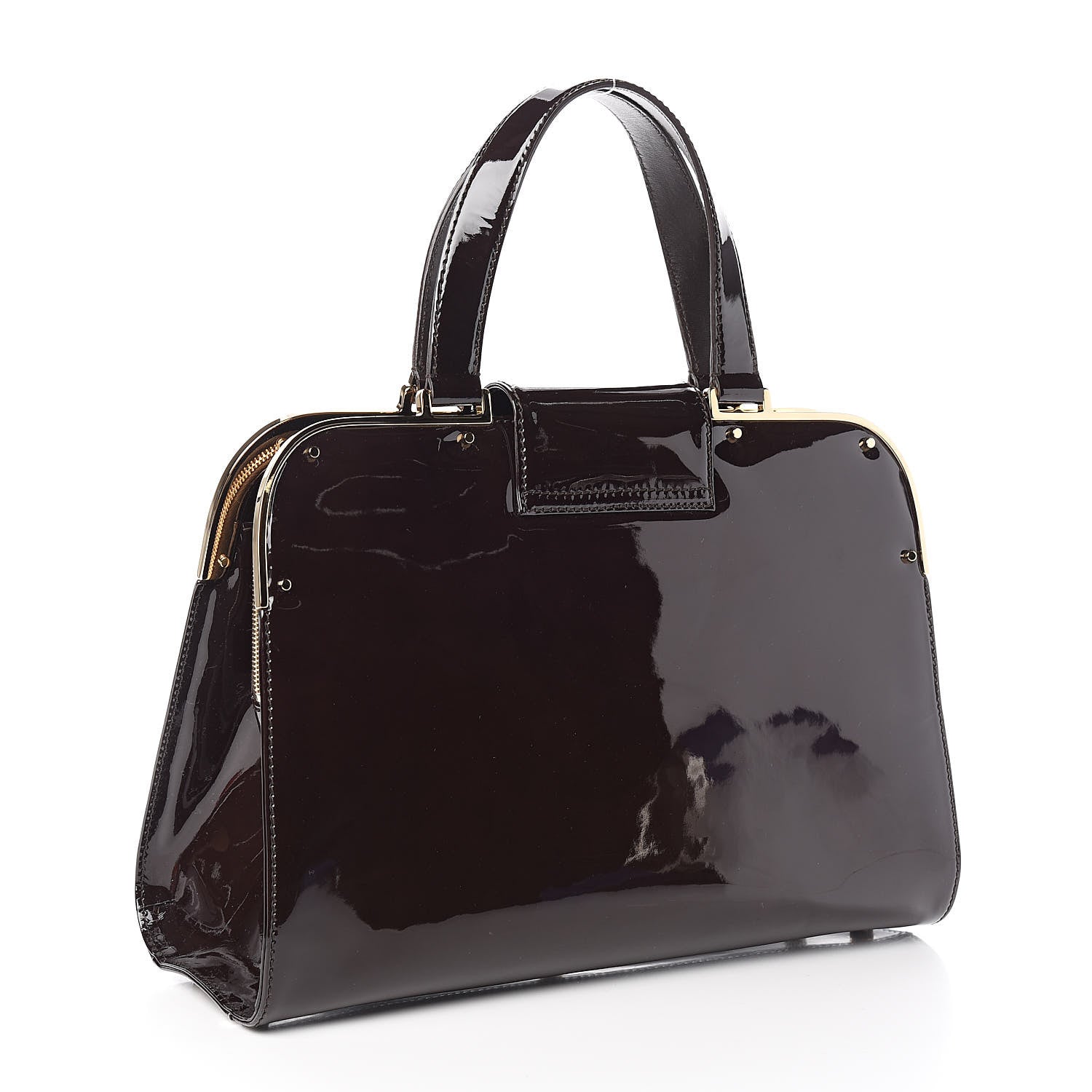 Saint Laurent Patent Calfskin Large Uptown Dark Brown 3 of 10