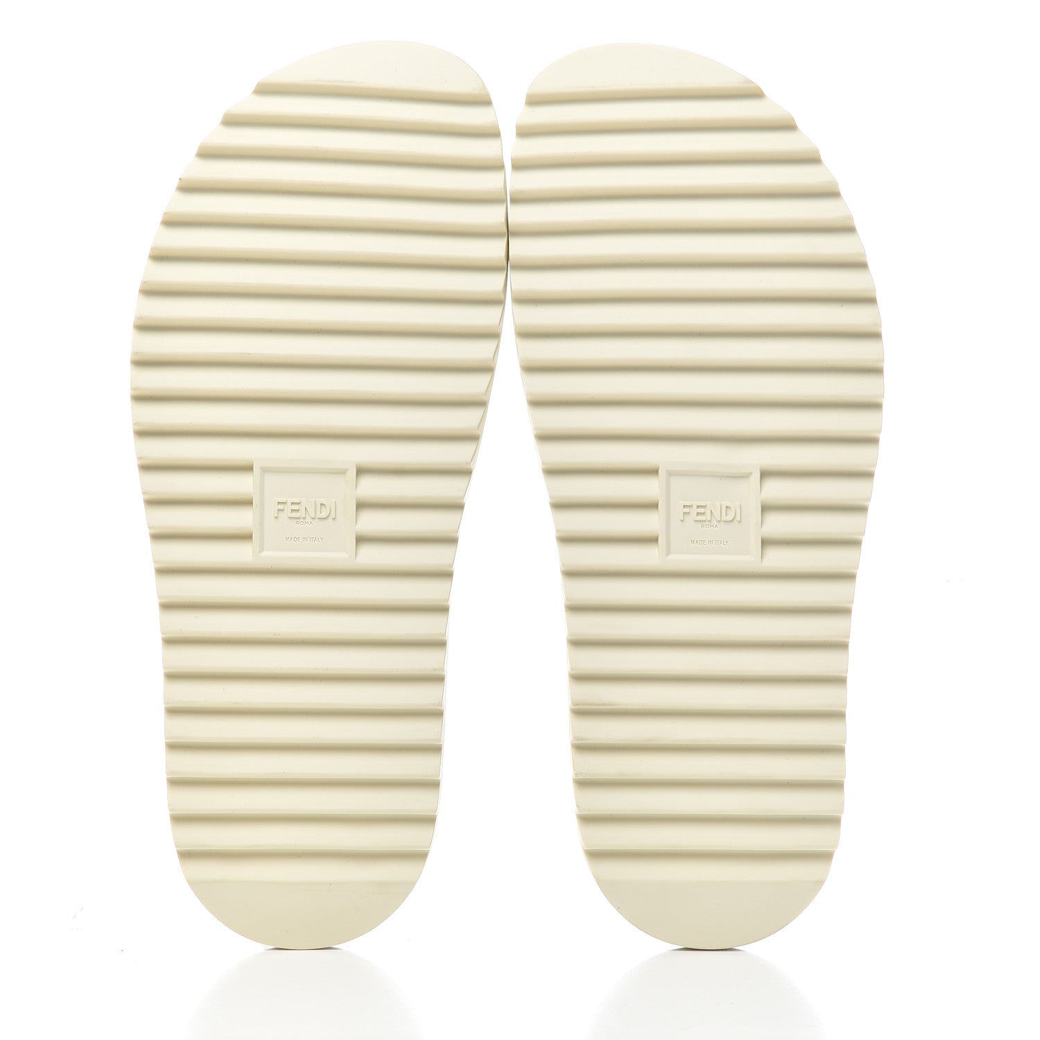 Fendi Rubber Raised Logo Slide Sandals 10 Panna 5 of 9