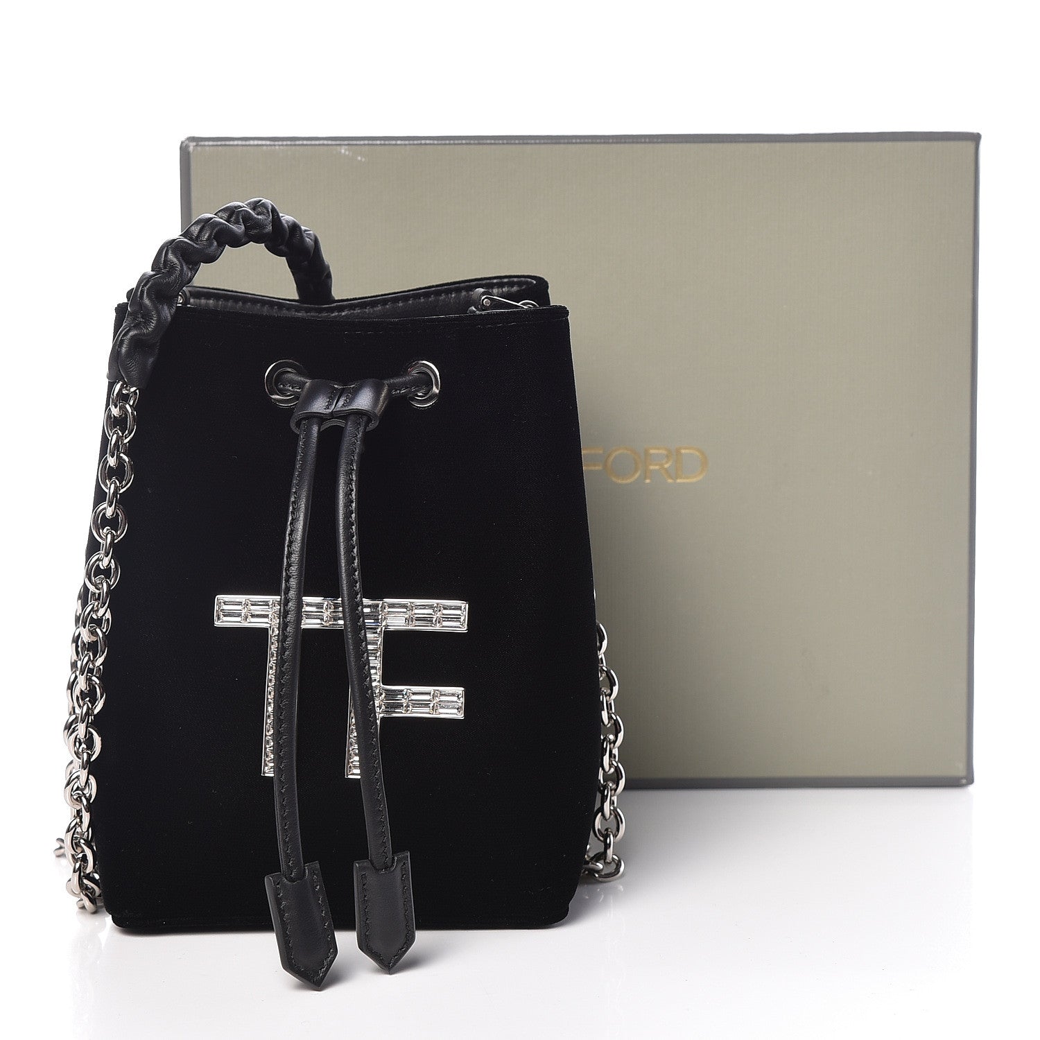Tom Ford Velvet Crystal Mini TF Bucket Bag Black 10 of 10