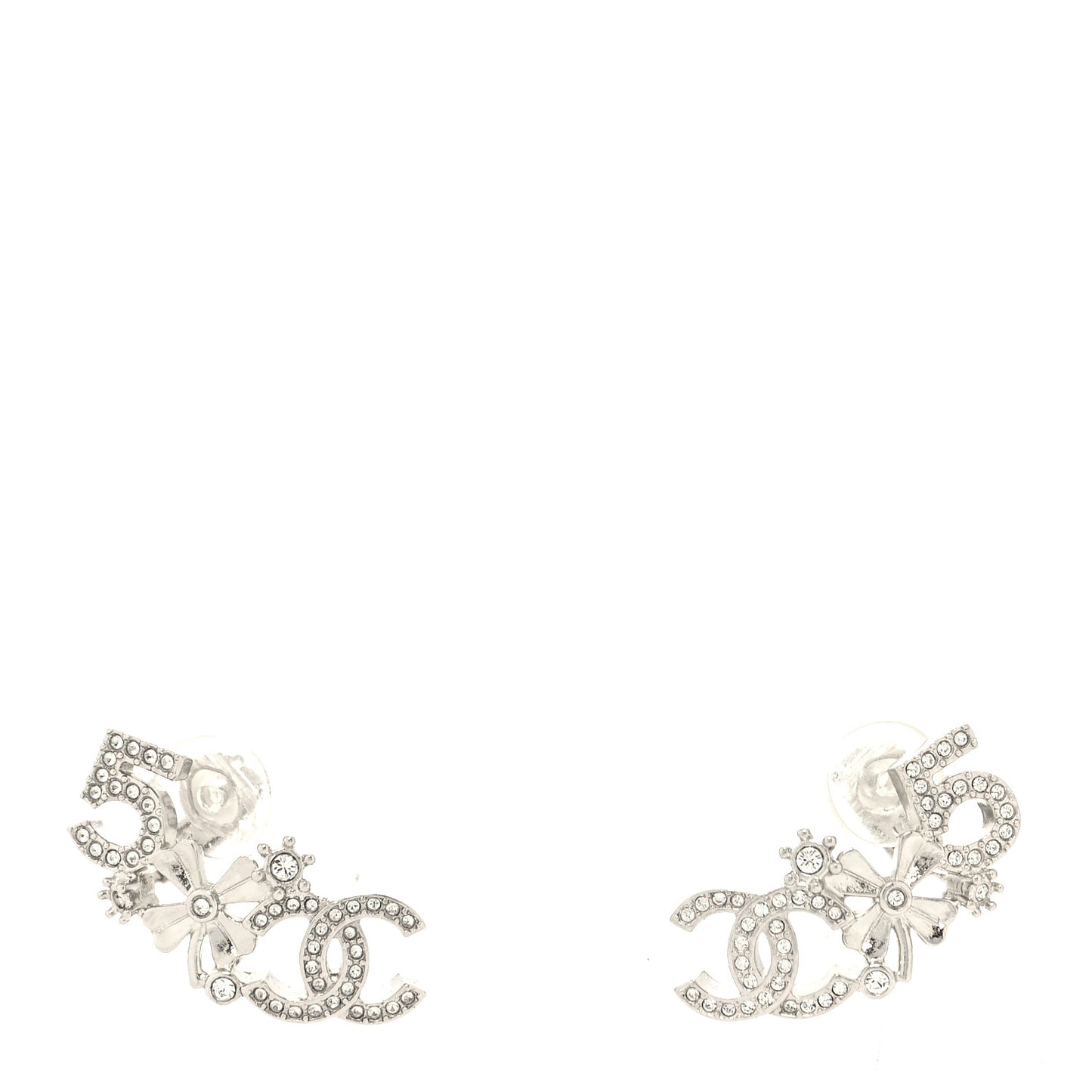 Crystal Star 5 CC Earrings Silver