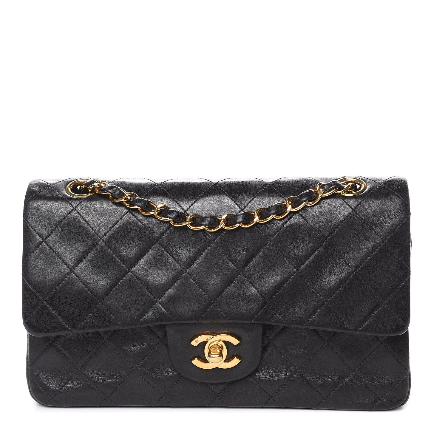 Lambskin Quilted Small Double Flap Black