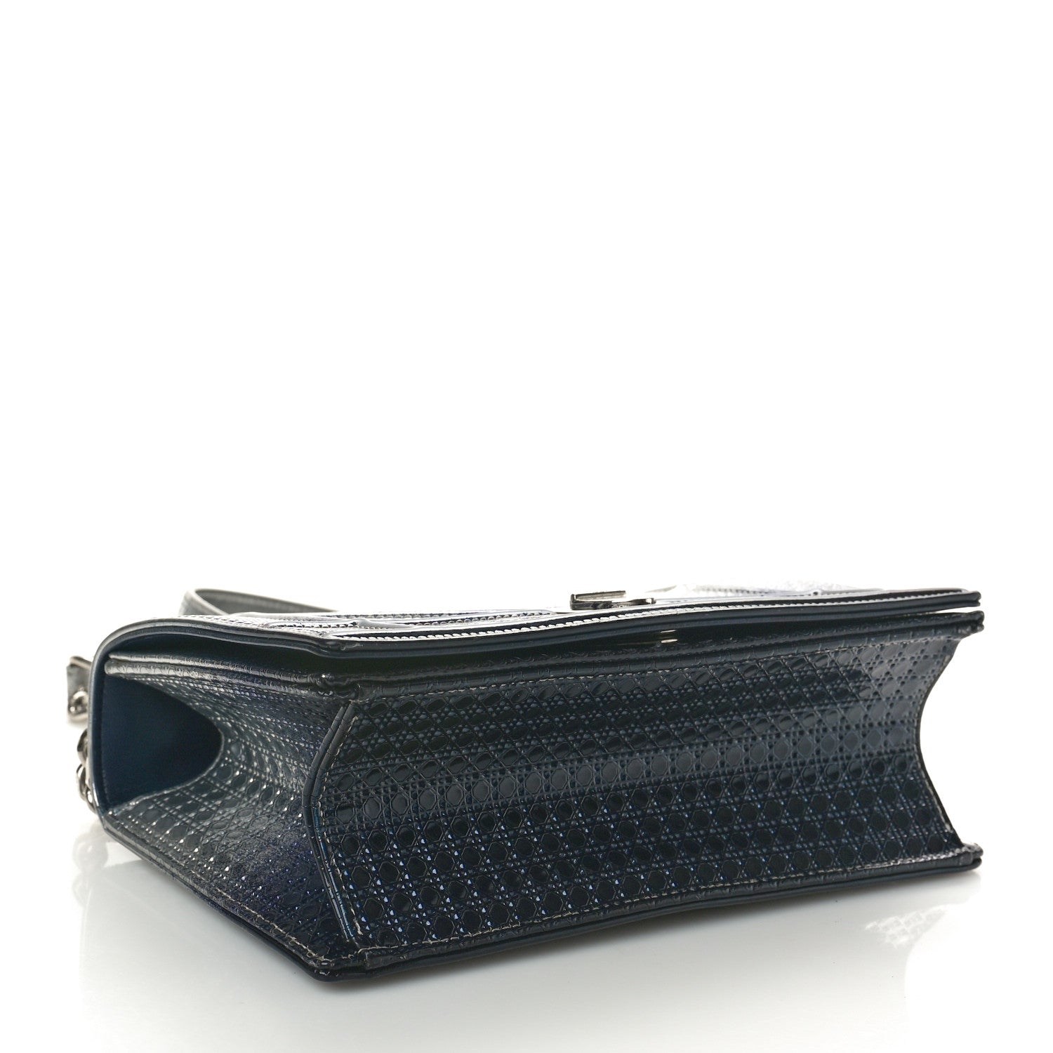 Christian Dior Metallic Patent Micro-Cannage Gradient Small Diorama Flap Bag Silver Blue 4 of 12
