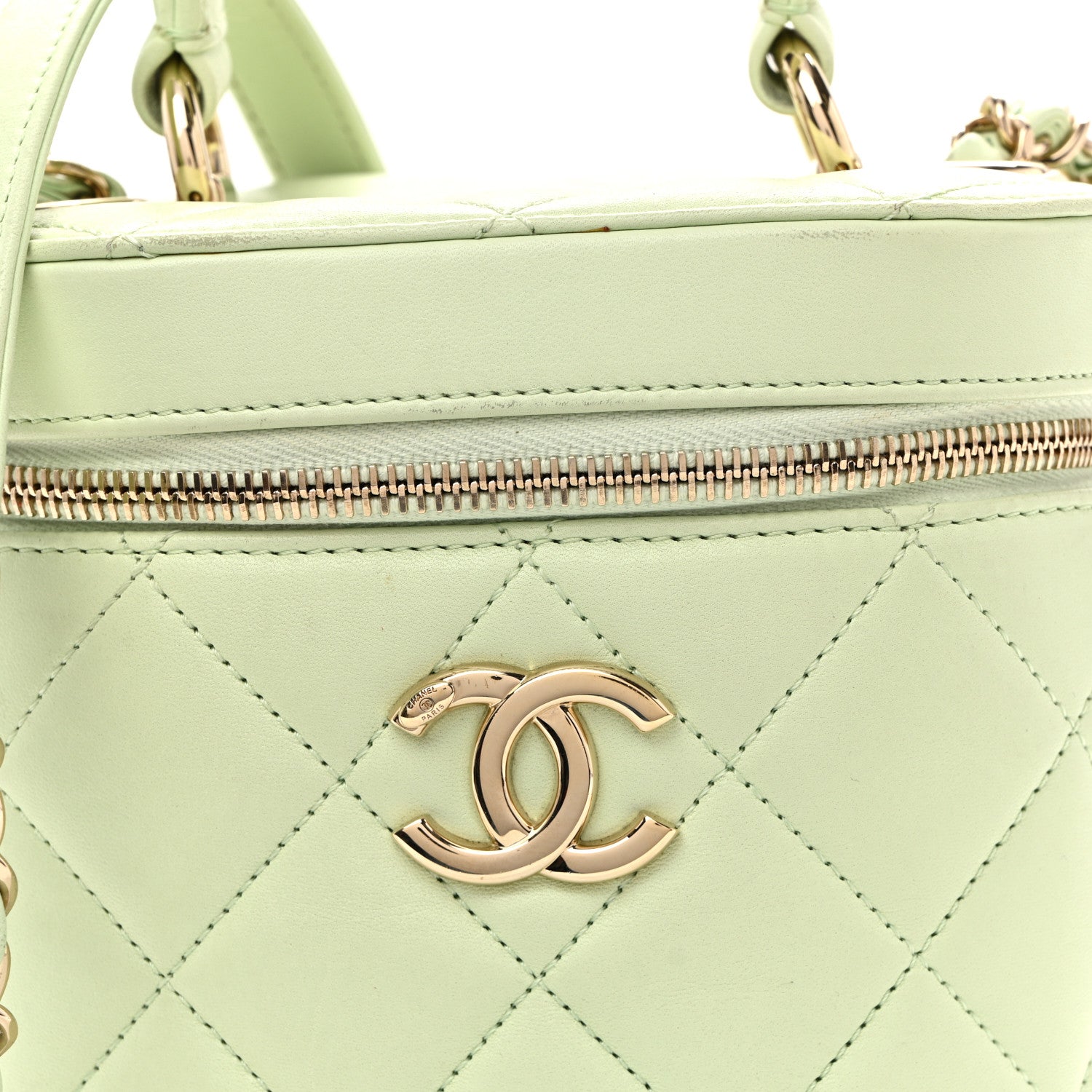 Chanel Lambskin Quilted Trendy Vanity Case Light Green 8 of 11