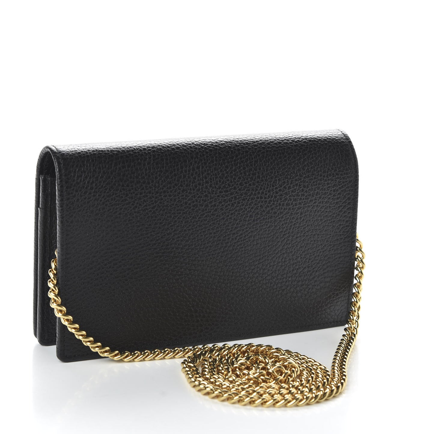 Calfskin Mini GG Marmont Chain Wallet Black