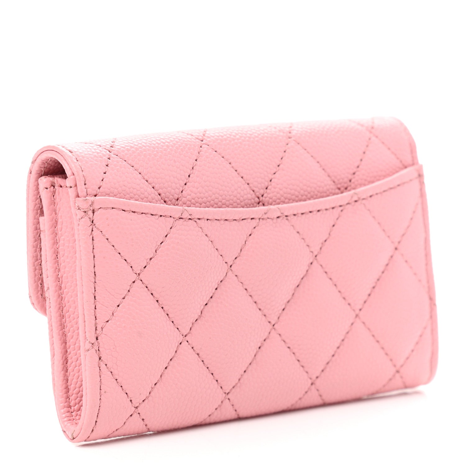 Chanel Caviar Quilted Flap Card Holder Wallet Pink 3 of 9