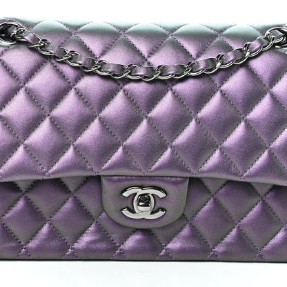 Chanel Iridescent Lambskin Quilted Medium Double Flap Dark Purple 8 of 10