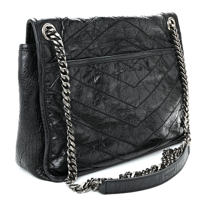 Saint Laurent Crinkled Calfskin Matelasse Monogram Medium Niki Chain Satchel Black 3 of 10
