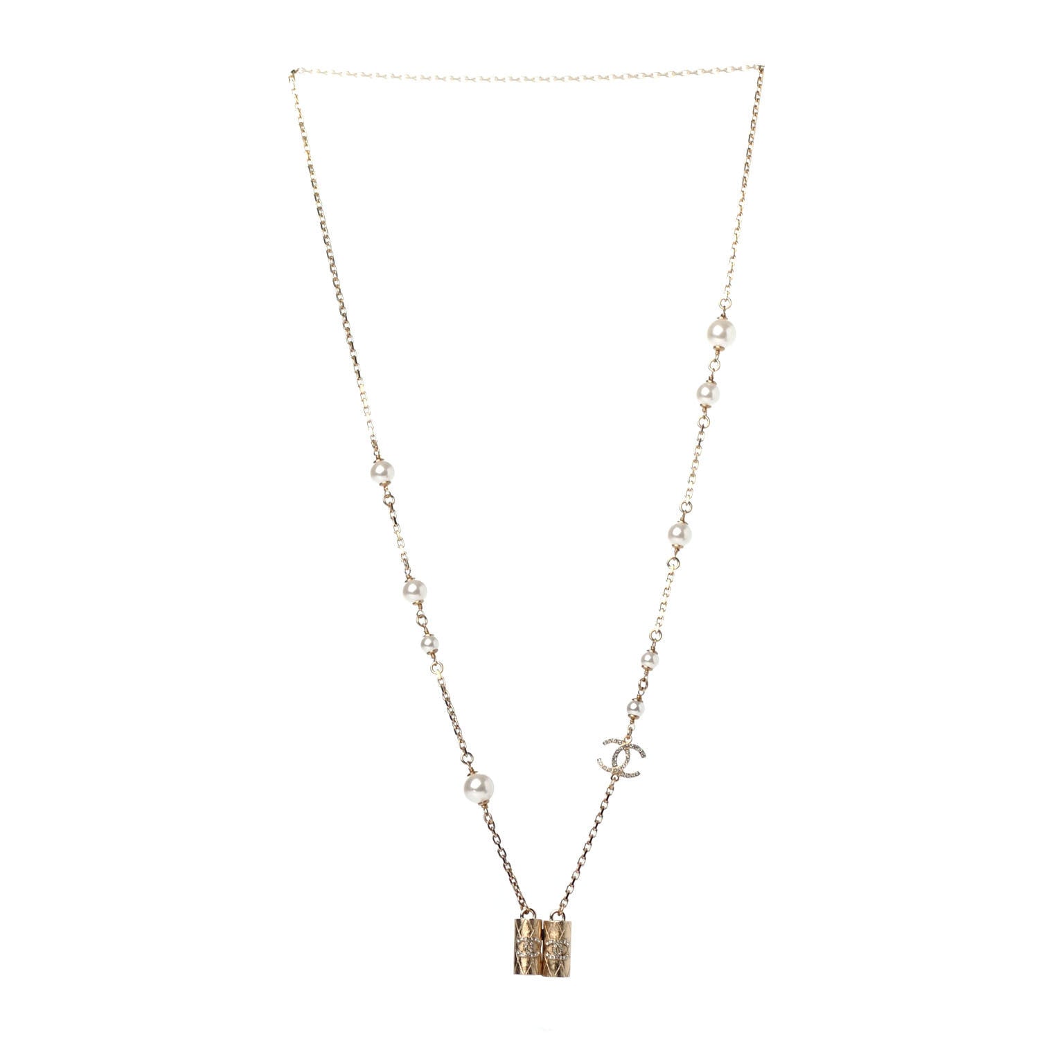 Chanel Crystal Pearl CC Airpods Pro Necklace Gold 1 of 5