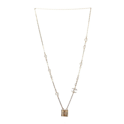 Chanel Crystal Pearl CC Airpods Pro Necklace Gold 1 of 5