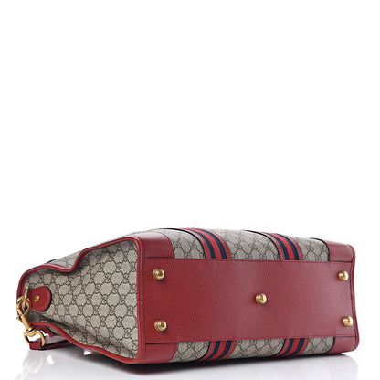 Gucci Soft GG Supreme Monogram Web Medium Duffle Bag Beige Red 4 of 11