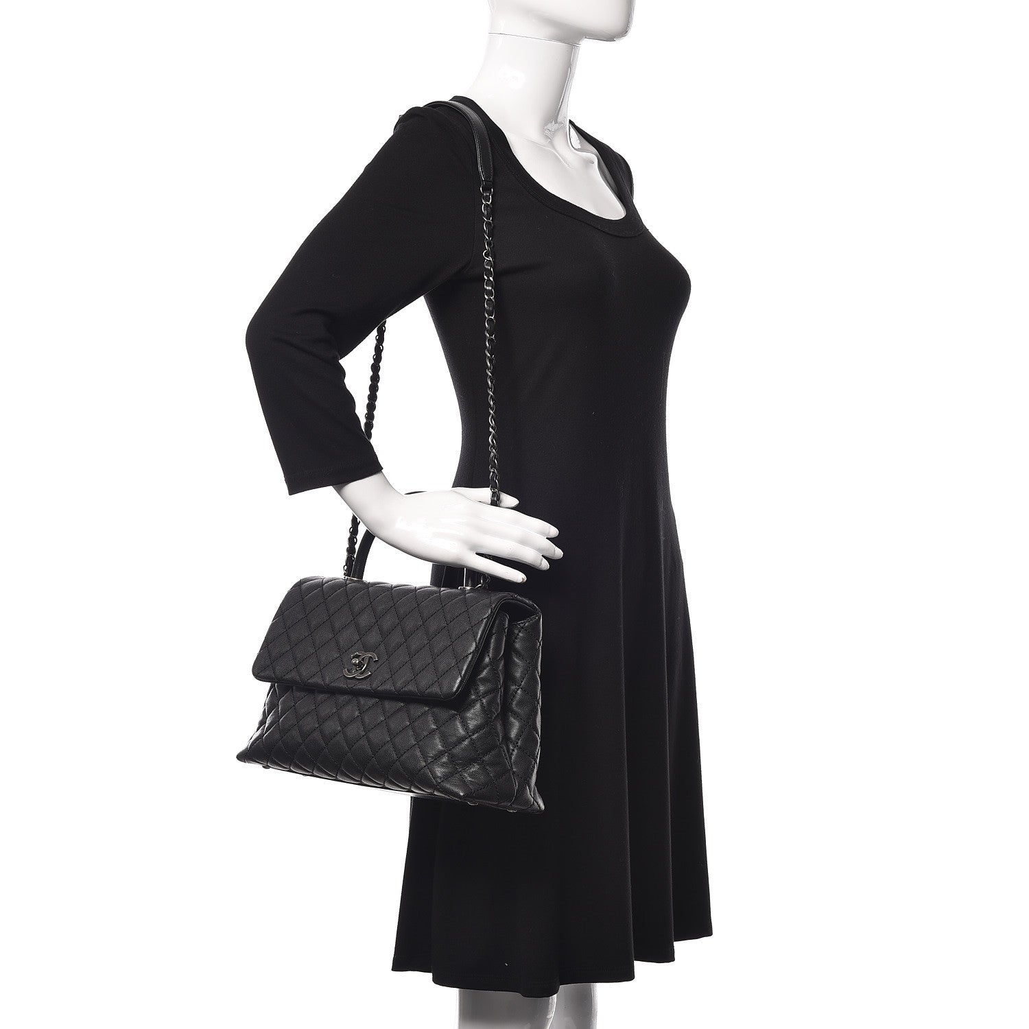 Chanel Caviar Quilted Medium Coco Handle Flap Black 2 of 13