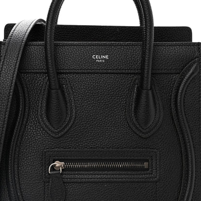Celine Drummed Calfskin Nano Luggage Black 7 of 11